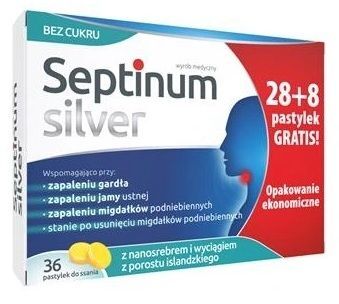Septinum Silver, 36 pastylek do ssania