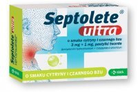Septolete Ultra (3mg + 1mg), smak cytryny i czarnego bzu, 16 pastylek twardych