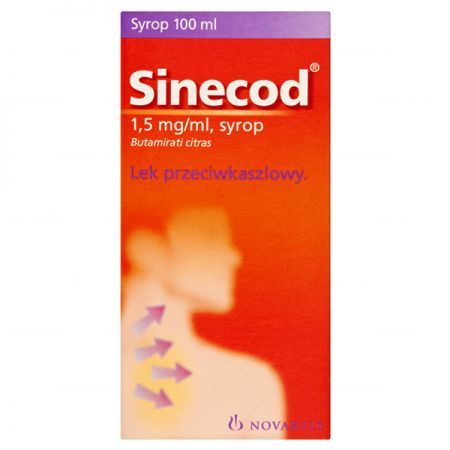 Sinecod 1,5mg/ml, syrop przeciwkaszlowy, dla dorosłych i dzieci po 3 roku życia, 100ml