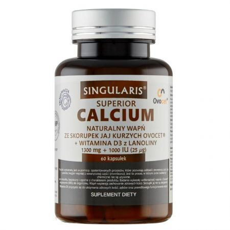 Singularis Superior, Calcium Naturalny Wapń Ovocet 1300mg + Witamina D3 1000 IU, 60 kapsułek