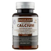 Singularis Superior, Calcium Naturalny Wapń Ovocet 1300mg + Witamina D3 1000 IU, 60 kapsułek