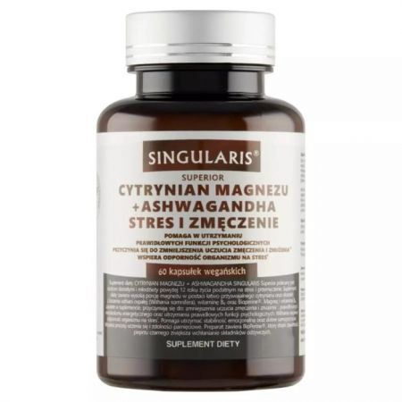 Singularis Superior, Cytrynian magnezu i Ashwagandha, Stres i zmęczenie, 60 kapsułek wegańskich