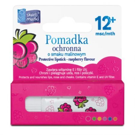 Skarb Matki, pomadka ochronna z filtrem UV, smak malinowy, po 1 roku życia, 6,5g