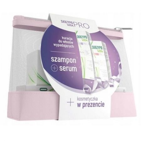 Skrzypovita Pro, szampon do włosów ze skłonnością do wypadania, 200ml + serum, 125ml + kosmetyczka
