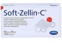 Soft-Zellin-C, płatki czyszczące nasączone alkoholem, 60mmx30mm, 100 sztuk