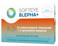 Softeye Blepha+, chusteczki okulistyczne, 14 sztuk + ogrzewany kompres