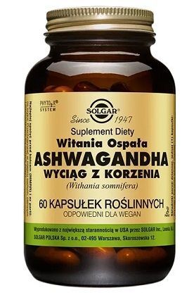 Solgar Ashwagandha, wyciąg z korzenia, 60 kapsułek