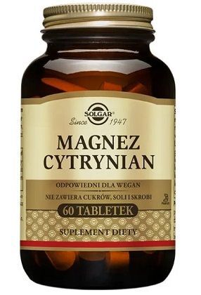 Solgar Magnez Cytrynian, 60 tabletek