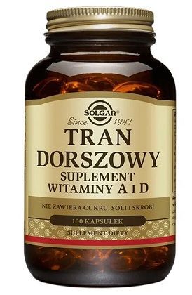 Solgar Tran Dorszowy, suplement witaminy A i D, 100 kapsułek