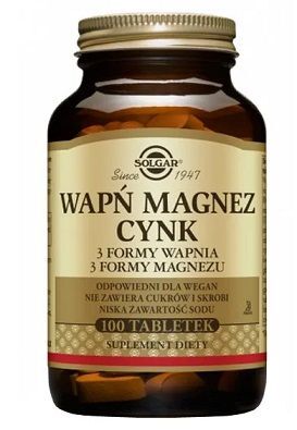 Solgar Wapń Magnez Cynk, 100 tabletek