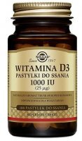 Solgar Witamina D3 1000 IU (25mcg), smak truskawkowo-bananowy, 100 pastylek do ssania