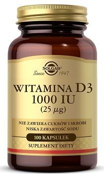 Solgar Witamina D3 25mcg (1000 IU), 100 kapsułek