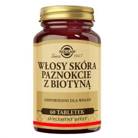 Solgar Włosy Skóra Paznokcie z biotyną, 60 tabletek