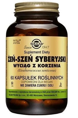 Solgar Żeń-szeń Syberyjski, wyciąg z korzenia, 60 kapsułek