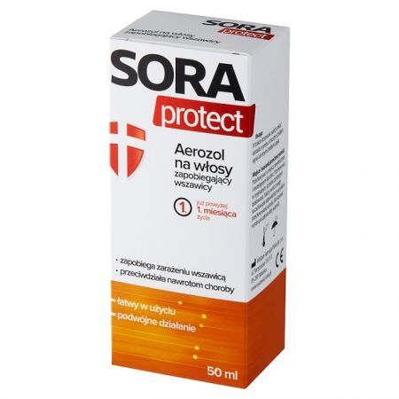Sora Protect, aerozol na włosy zapobiegający wszawicy, 50ml