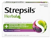 Strepsils Herbal, bez czarny i jeżówka, bez cukru, 24 pastylki do ssania
