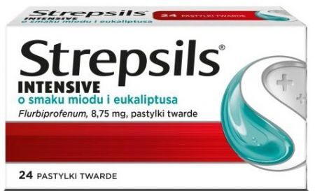 Strepsils Intensive 8,75mg, smak miodu i eukaliptusa, 24 pastylki do ssania
