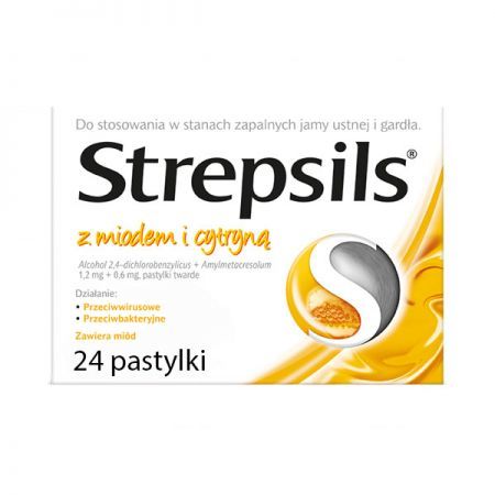 Strepsils z miodem i cytryną (0,6mg+1,2mg), 24 pastylki do ssania