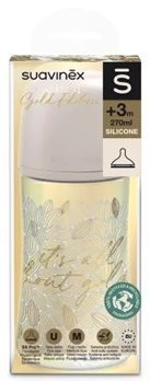Suavinex, Gold Edition, butelka antykolkowa, średni przepływ, po 3 miesiącu, szara, 270ml