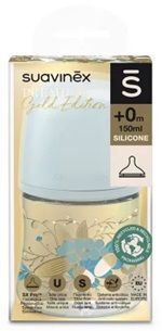 Suavinex, Gold Edition, butelka antykolkowa, wolny przepływ, od urodzenia, niebieska, 150ml