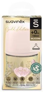 Suavinex, Gold Edition, butelka antykolkowa, wolny przepływ, od urodzenia, różowa, 150ml