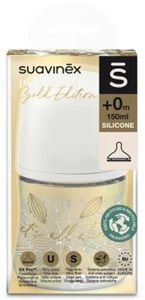 Suavinex, Gold Edition, butelka antykolkowa, wolny przepływ, od urodzenia, szara, 150ml
