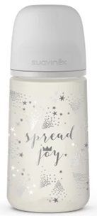 Suavinex, Spread Joy, butelka antykolkowa, średni przepływ, po 3 miesiącu, szara korona, 270ml