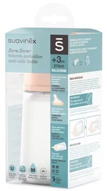 Suavinex, Zero Zero, butelka antykolkowa, średni przepływ, po 3 miesiącu, 270ml