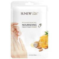 SunewMed+, maska do dłoni z olejem migdałowym i mleczkiem pszczelim, nasączane rękawiczki, 1 para