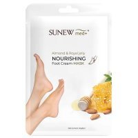 SunewMed+, maska do stóp z olejem migdałowym i mleczkiem pszczelim, nasączane skarpetki, 1 para