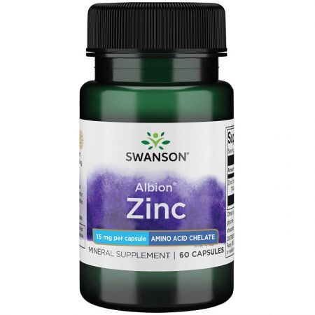 Swanson, Albion Zinc, Chelat Cynku 15mg, 60 kapsułek