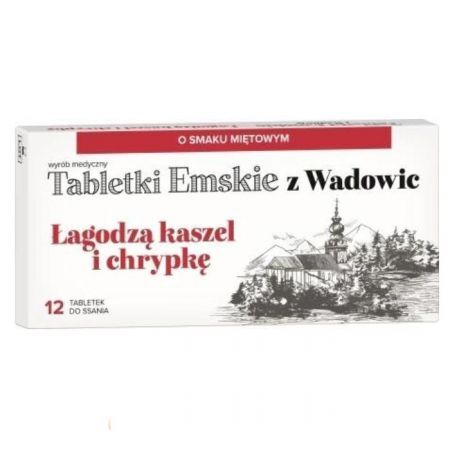 Tabletki Emskie z Wadowic, smak miętowy, 12 tabletek do ssania