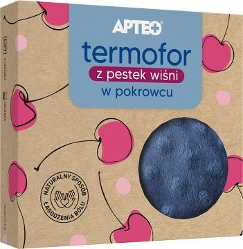 Termofor z pestek wiśni, w pokrowcu, Apteo, kolor niebieski, 1 sztuka