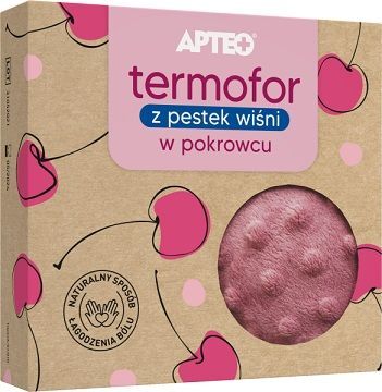 Termofor z pestek wiśni, w pokrowcu, Apteo, kolor różowy, 1 sztuka