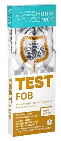 Test diagnostyczny Home Check, Test FOB do wykrywania krwi utajonej w kale, 1 sztuka