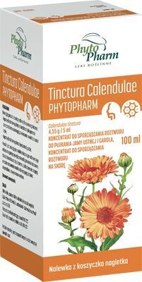 Tinctura Calendulae 4,55g/5ml, koncentrat do sporządzania roztworu do płukania jamy ustnej i gardła i na skórę, 100ml