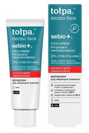 Tołpa Dermo Face Sebio+, Cica-krem korygujący niedoskonałości, na noc, 40ml
