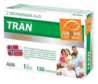 Tran Familijny, z witaminami A+D, 120 kapsułek
