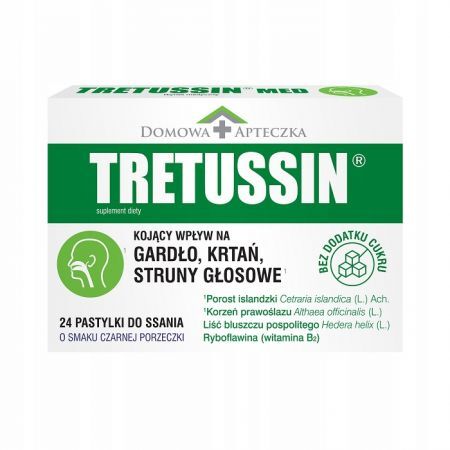 Tretussin, smak czarnej porzeczki, 24 pastylki do ssania