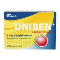Uniben 3mg, smak cytrynowy, 20 pastylek do ssania