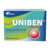 Uniben 3mg, smak miętowy, 30 pastylek do ssania