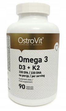 USZKODZONE OPAKOWANIE OstroVit, Omega 3 D3+K2, 90 kapsułek