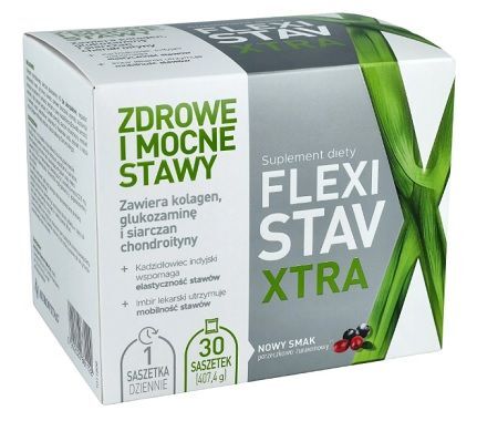 USZKODZONY KARTONIK Flexi Stav Xtra, proszek, smak porzeczkowo-żurawinowy, 30 saszetek