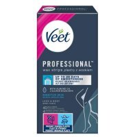 Veet Professional, plastry z woskiem do depilacji ciała, skóra wrażliwa, olejek ze słodkich migdałów, 12 sztuk