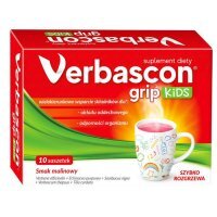 Verbascon Grip Kids, proszek, smak malinowy, po 3 roku życia, 10 saszetek