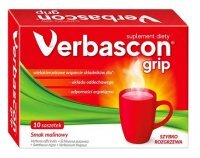 Verbascon Grip, proszek, smak malinowy, 10 saszetek