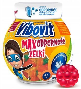 Vibovit Max Odporność, żelki o smaku czarnego bzu, dla dzieci po 4 roku życia, 50 sztuk