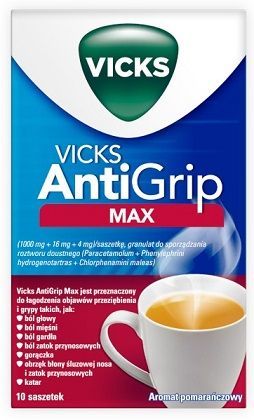 Vicks Antigrip Max (1000mg+16mg+4mg), granulat, 14 saszetek