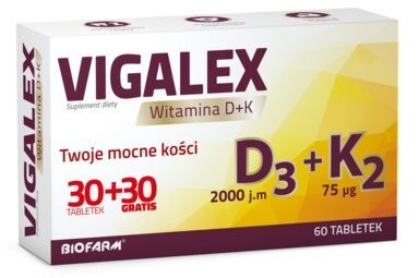 Vigalex witamina D3 2000 j.m. + K2 75mcg, 60 tabletek