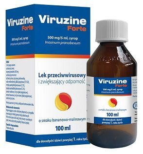 Viruzine Forte 500mg/5ml, syrop, smak bananowo-malinowy, po 1 roku życia, 100ml